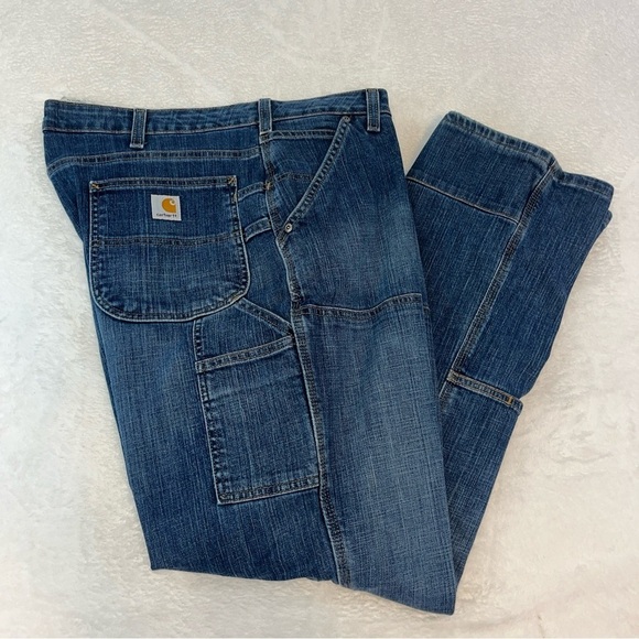 Carhartt WB003 FIO Double Front Work Wear Jeans Womans Sz 18 41X32 Blue Stretch - Picture 6 of 11